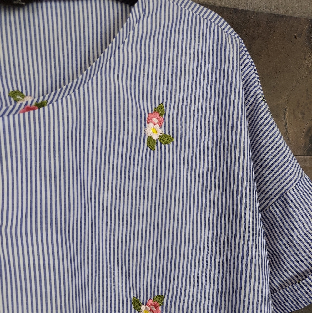 Zara Basic Collection Embroidered Cropped Top - image 5